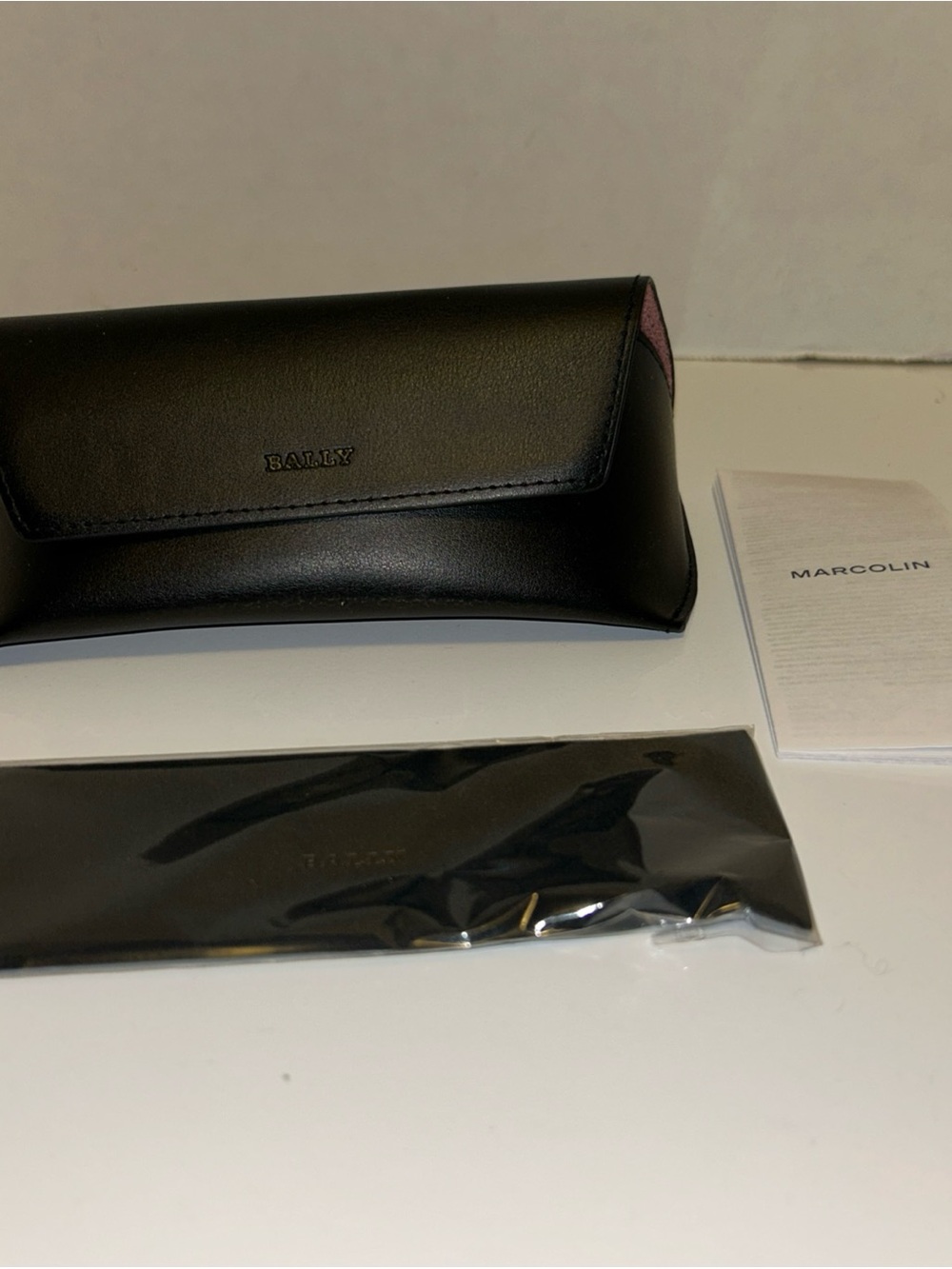 Bally Black Leather Sunglass Case with Branded Cleaning Cloth